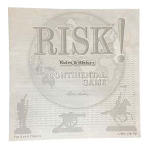RISK Vintage Board Game 2008 Parker Brothers Inc. Continental Instructions Rules